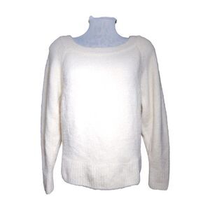 Victoria's Secret Cream Fluffy Knit Long Dolman Sleeve Scoop Neck Sweater Size S